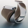 Ormé Cuff Edition Silver in rhodium with Taupe Leather